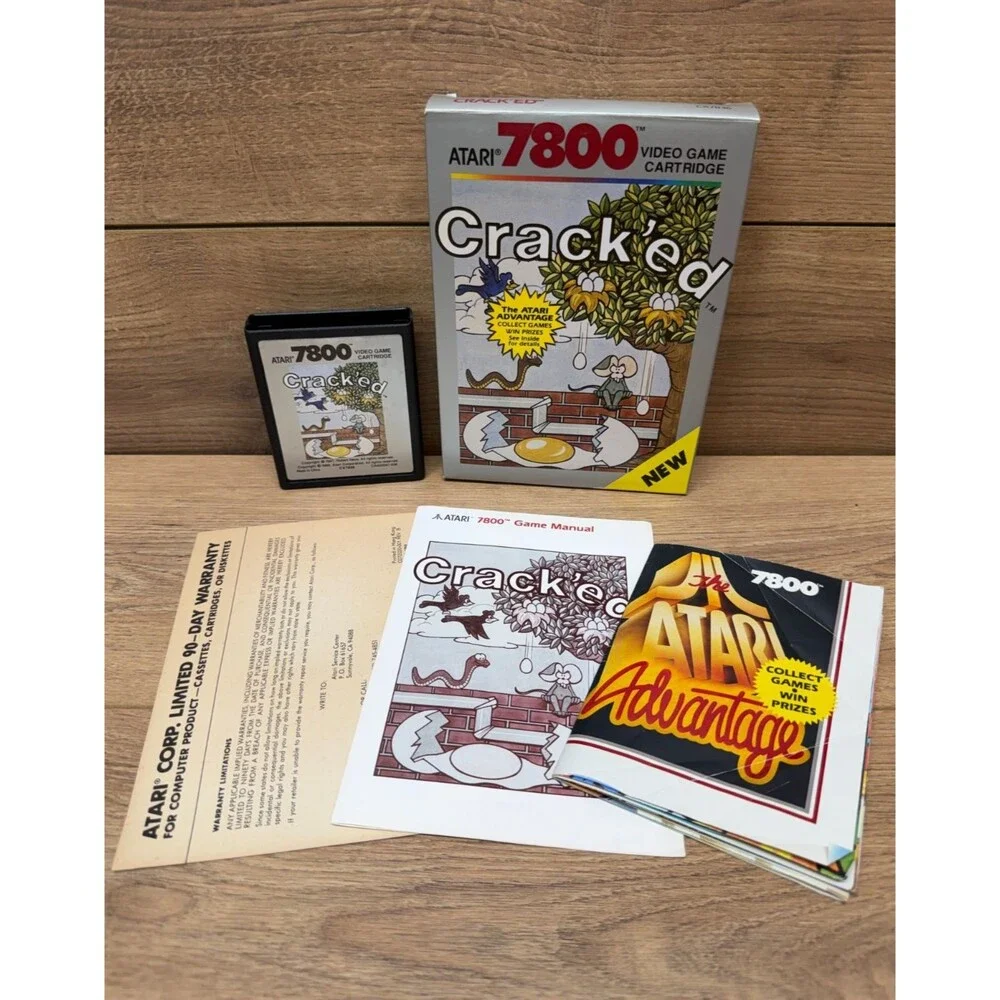 Crack'ed (Atari 7800, 1988) Complete CIB w/ Manual, Warranty Card, Poster & Box